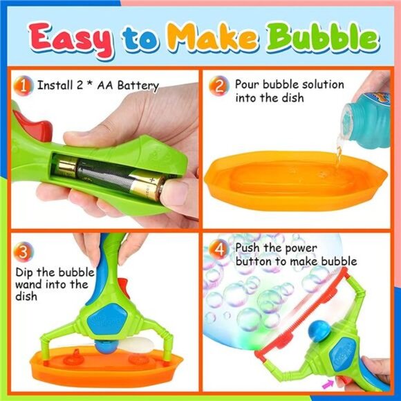 Bubble Machine Bubble Guns for Kids & Toddlers, Bubble Blower with Bubble Wand - Picture 2 of 6